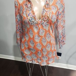 100% Silk sheer lightweight blouse